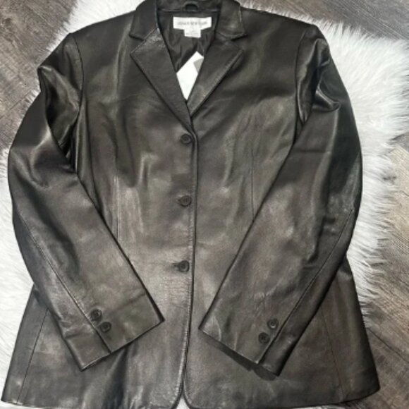 ones New York Leather blazer jacket size 16 new with tag - Picture 1 of 10